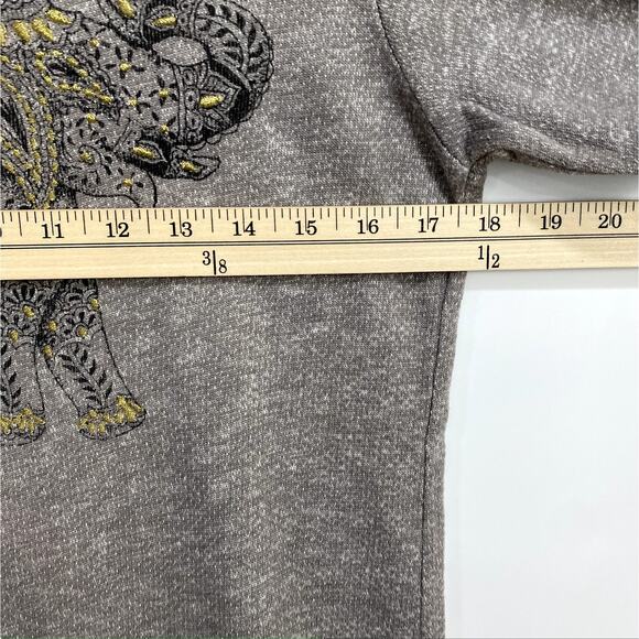 Lucky Brand Sweatshirt Women's Size Small Gray Softest Knitwear Elephant Print - Picture 7 of 8